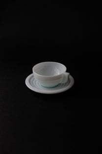 Art Deco Cup and Saucer – French Opalescent Glass